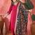 Women's rani pink v-neck embroidered kurta with trousers & dupatta