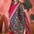 Women's rani pink v-neck embroidered kurta with trousers & dupatta