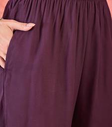 Women's wine pink v-neck embroidered kurta with trousers & dupatta