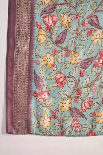 Women's wine pink v-neck embroidered kurta with trousers & dupatta