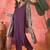 Women's wine pink v-neck embroidered kurta with trousers & dupatta