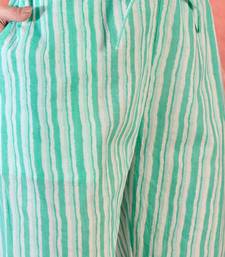 Women's sky blue & whitev-neck embroidered printed kurta with trousers & dupatta