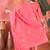 Women's peach & white v-neck embroidered printed kurta with trousers & dupatta
