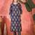 Women's navy blue & orange ethnic motifs printed kurta with trousers & dupatta