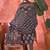 Women's navy blue & orange ethnic motifs printed kurta with trousers & dupatta