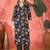 Women's black & white floral printed kurta with trousers & dupatta