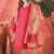 Women's rani pink & beige paisley printed kurta with trousers & dupatta