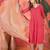 Women's rani pink & beige paisley printed kurta with trousers & dupatta