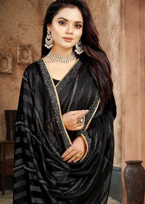 Black siroski stone work rimzhim patta saree with blouse 3