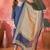 Women's dark blue & beige paisley printed kurta with trousers & dupatta