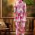 Women's grey & pink floral printed a-line kurta with trousers
