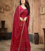 Pink color siroski stone work rimzhim patta saree with  blouse
