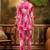 Women's pink & white floral printed a-line kurta with trousers