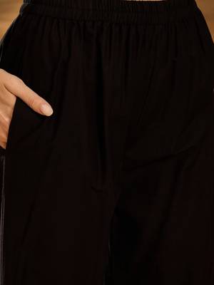Women's black & cream floral printed kurta with palazzo 2