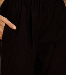 Women's black & cream floral printed kurta with palazzo