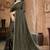 Mehandi color siroski stone work rimzhim patta saree with  blouse