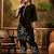 Women's black & cream floral printed kurta with palazzo