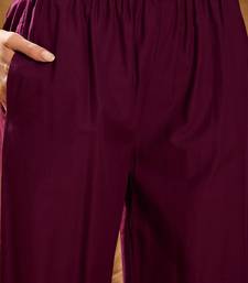 Women's wine & cream floral printed kurta with palazzo