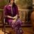 Women's wine & cream floral printed kurta with palazzo