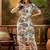Women's cream & blue floral printed kurta with palazzo