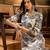 Women's cream & blue floral printed kurta with palazzo