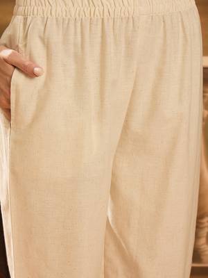 Women's cream & brown floral printed kurta with palazzo 2