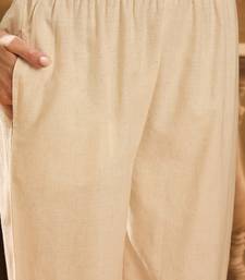 Women's cream & brown floral printed kurta with palazzo