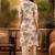 Women's cream & brown floral printed kurta with palazzo