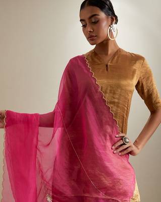 Gold plain silk sharara 2