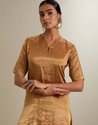 Gold plain silk sharara 3
