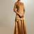 Gold plain silk sharara
