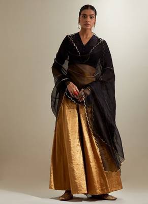 Black plain silk palazzo set 1