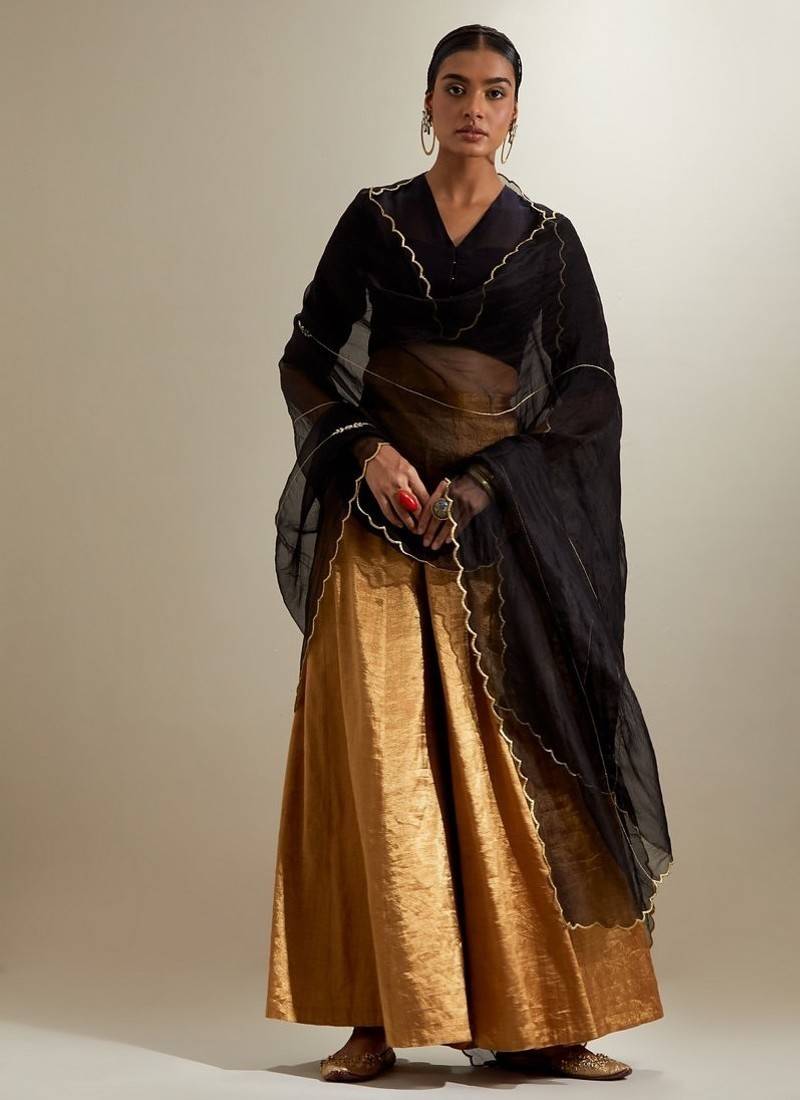 Black plain silk palazzo set