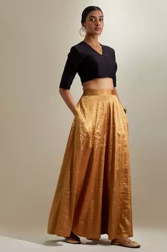 Black plain silk palazzo set