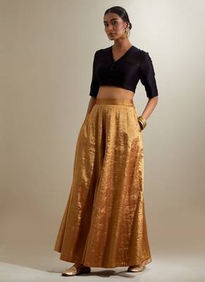 Black plain silk palazzo set 4