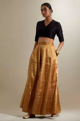 Black plain silk palazzo set