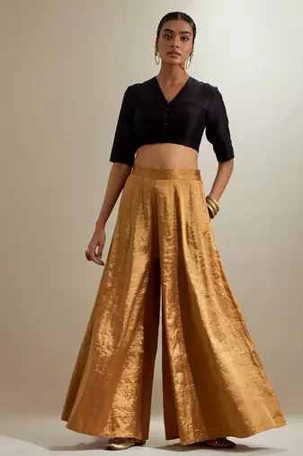 Black plain silk palazzo set
