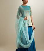 Blue plain silk sharara
