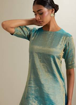 Blue plain silk sharara 2