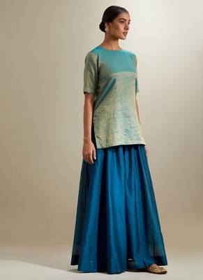 Blue plain silk sharara 4