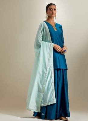 Blue plain chanderi sharara 1