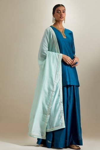 Blue plain chanderi sharara