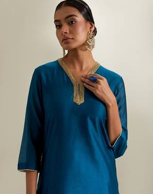 Blue plain chanderi sharara 2