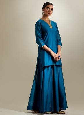 Blue plain chanderi sharara 3