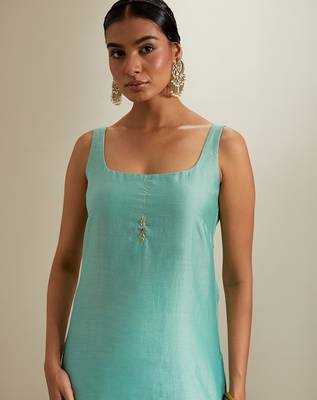 Blue plain chanderi sharara 2
