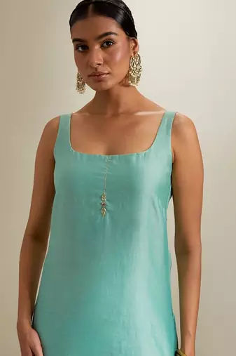 Blue plain chanderi sharara