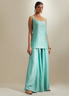 Blue plain chanderi sharara 3