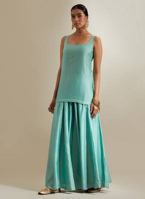 Blue plain chanderi sharara 4