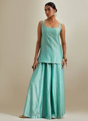 Blue plain chanderi sharara 5
