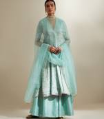 Blue plain silk anarkali
